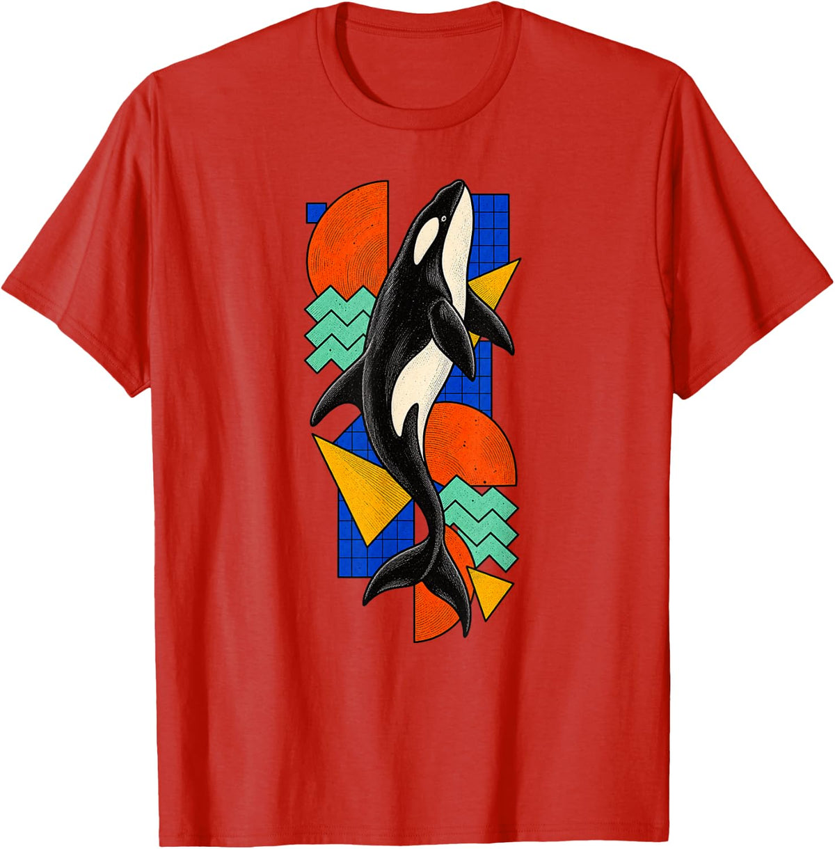 Orca Retro Geometric Creature T-Shirt - Red