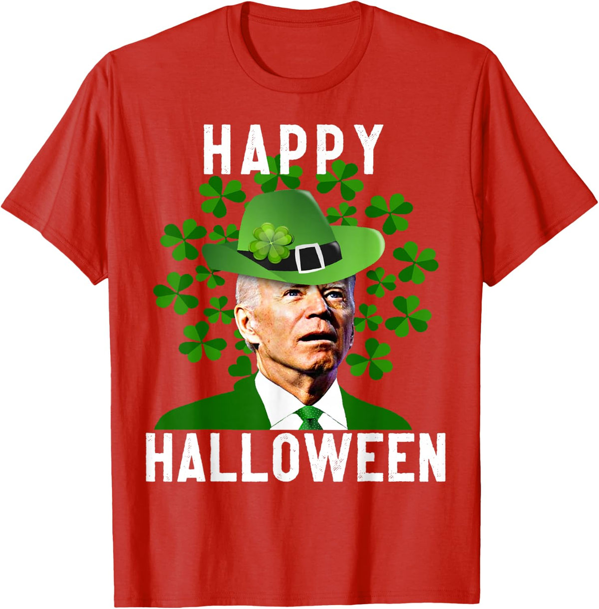 Funny Joe Biden St Patricks Day Confused Halloween Biden T-Shirt - Red