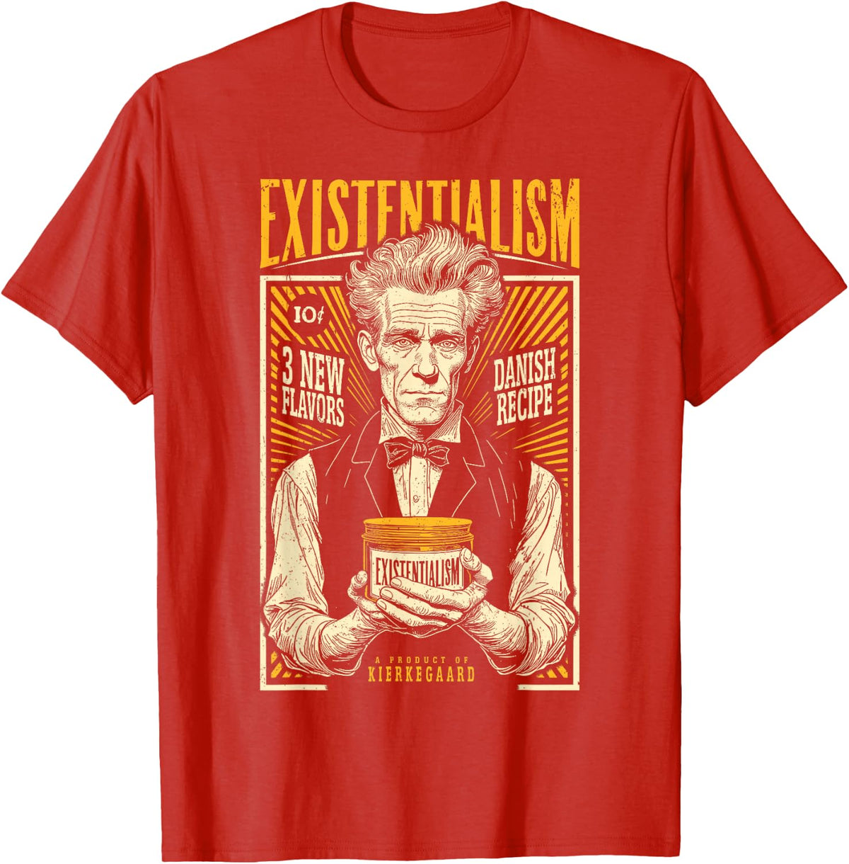 Existentialism Funny Philosophy Kierkegaard Vintage Ad T-Shirt - Red
