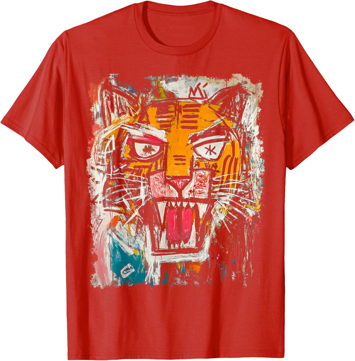 Pop Art Style Tiger 90s Graffiti T-Shirt - Red