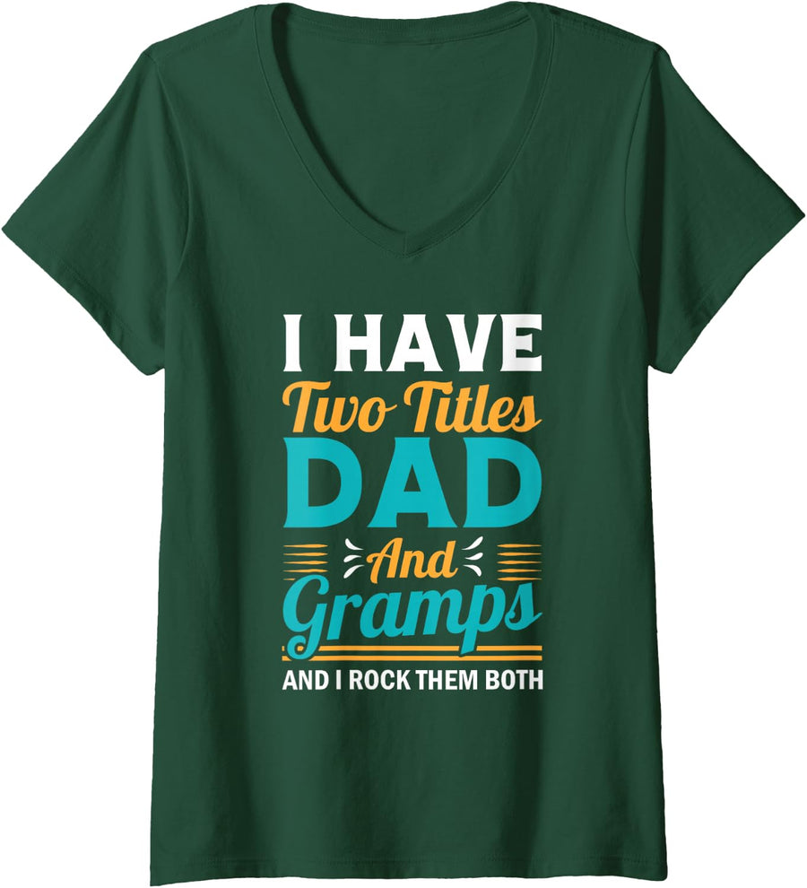 Women's Grandfather Papaw Pop Gramps Granddad Grandpa V-Neck T-Shirt - Dark Green