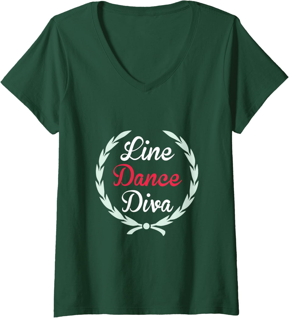 Womens Line Dance Diva Line Dancing Choregraphy Country Music V-Neck T-Shirt - Dark Green