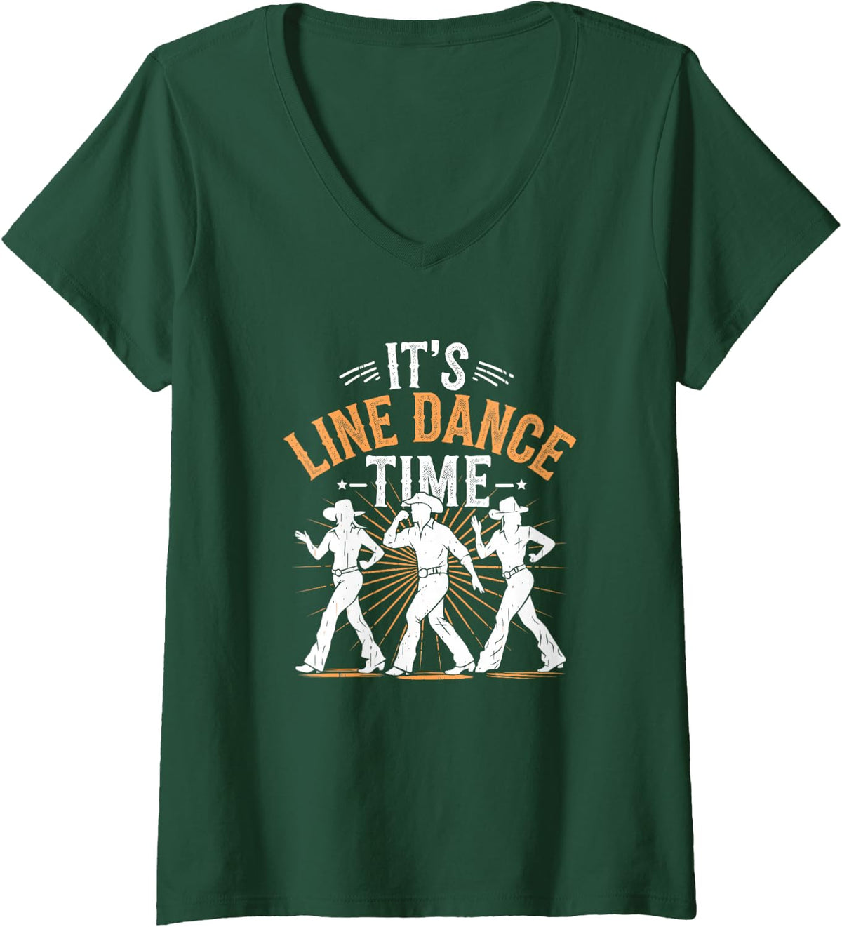 Women's It's Line Dance Time Line Dancing Funny Line Dance V-Neck T-Shirt - Dark Green
