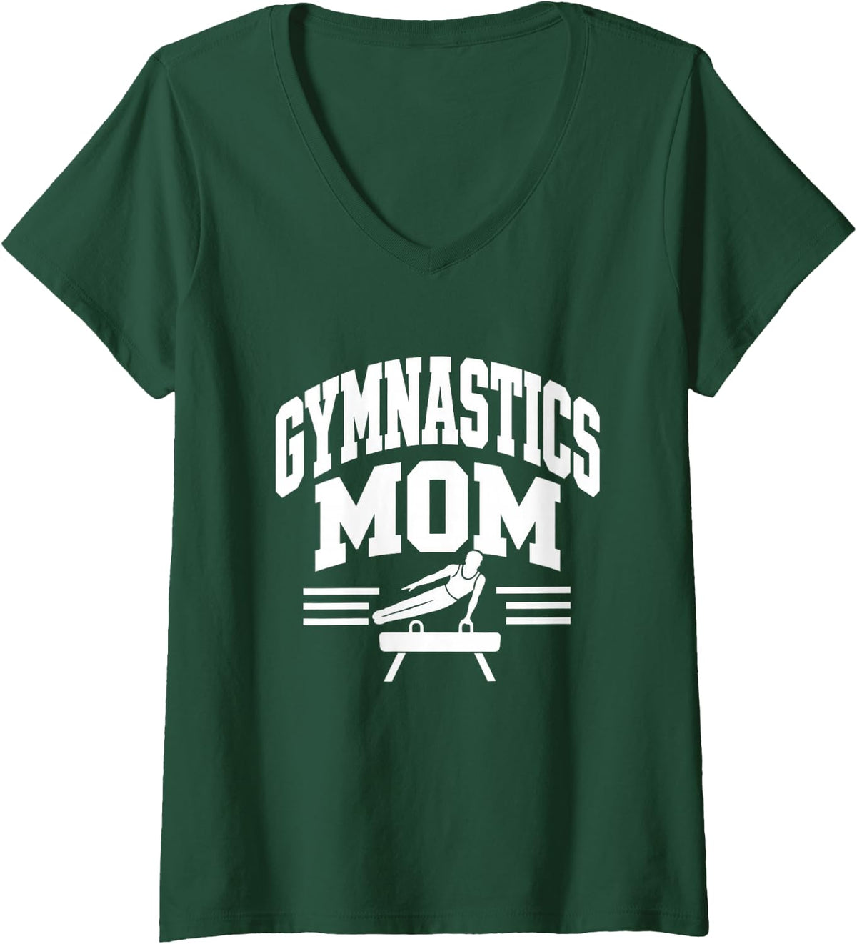 Women's Gymnastics Mom Mama Gymnast Son V-Neck T-Shirt - Dark Green