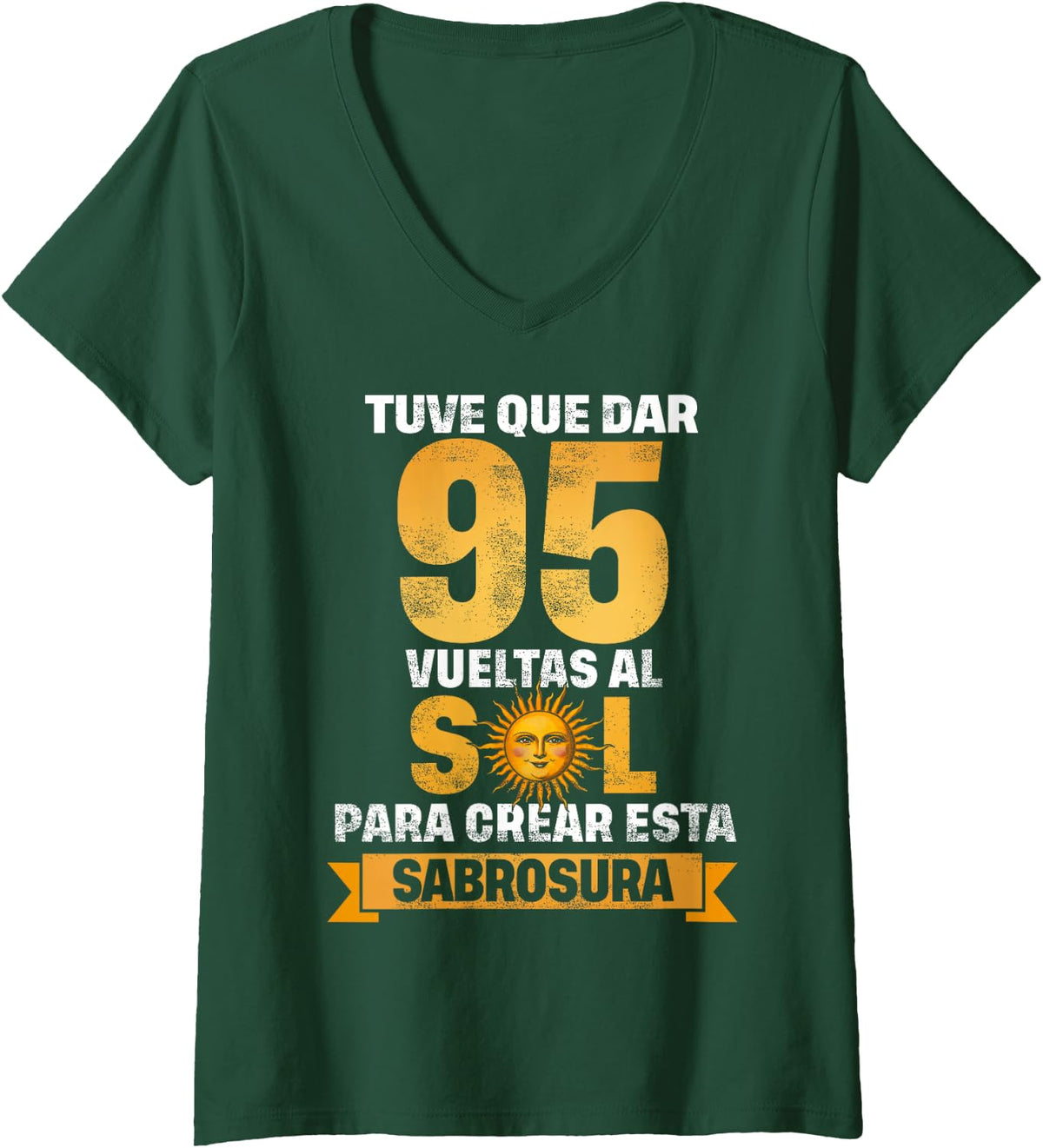 Women's 95th Birthday Gift for Men in Spanish Regalo cumpleanos 95 V-Neck T-Shirt - Dark Green