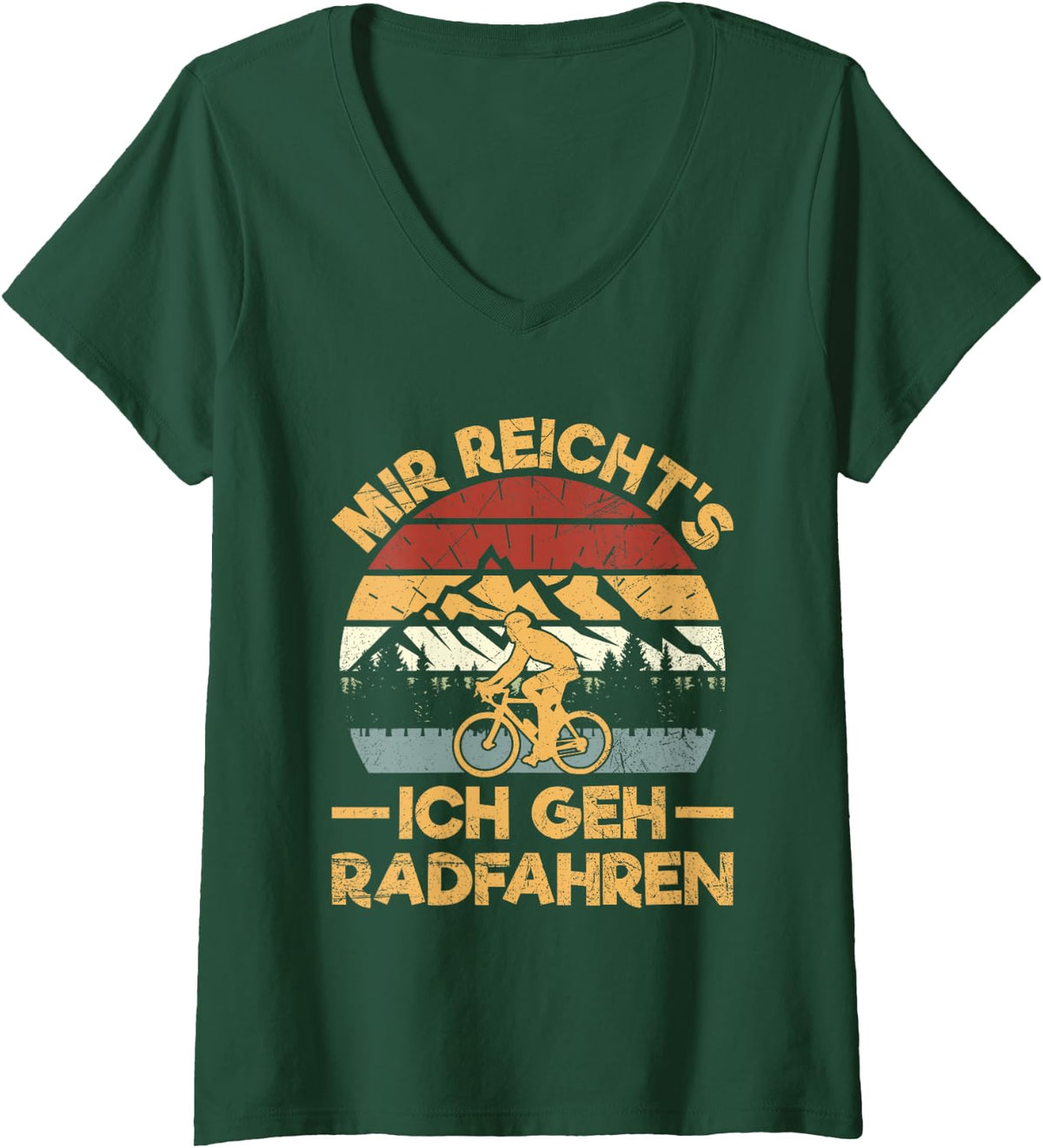 Women's Mir Reicht's Ich GEH Cycling Bicycle Mountain Bike Bike V-Neck T-Shirt - Dark Green