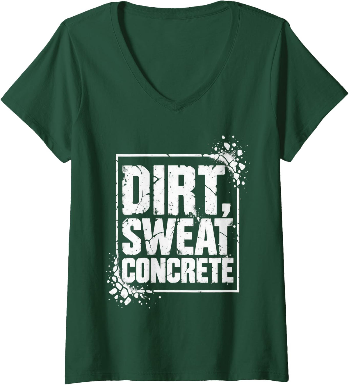 Women's Dirt Sweat Concrete Construction Tradesman Builder Worker V-Neck T-Shirt - Dark Green