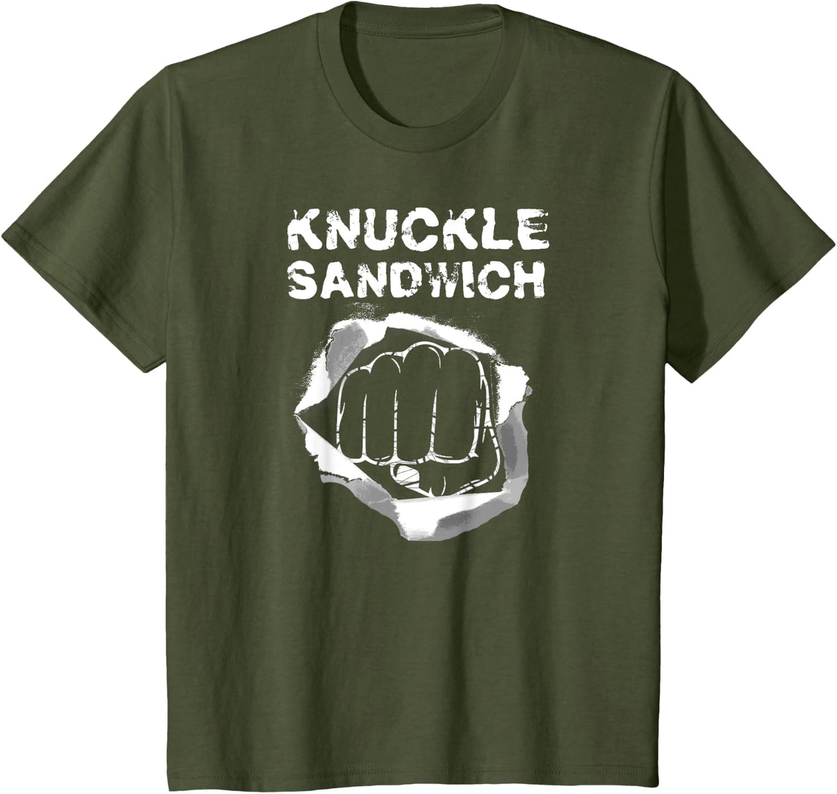 Boxing Fist Punch Knuckle Sandwich T-Shirt Boxer Fighter - Olive Green