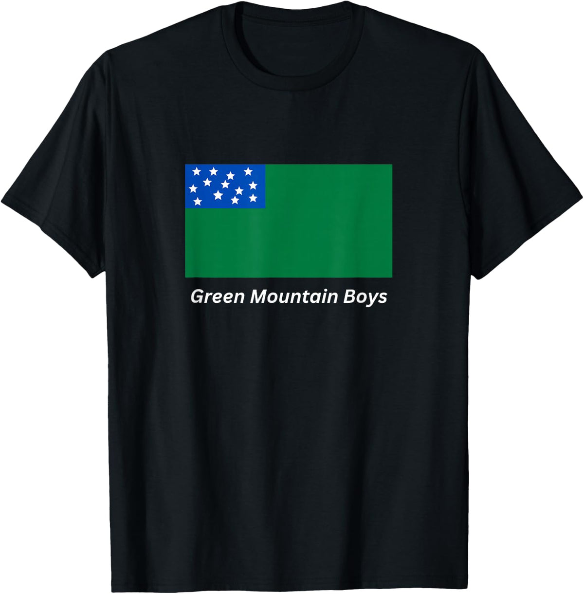 Green Mountain Boys Shirt Vermont Flag Republic T-Shirt - Black
