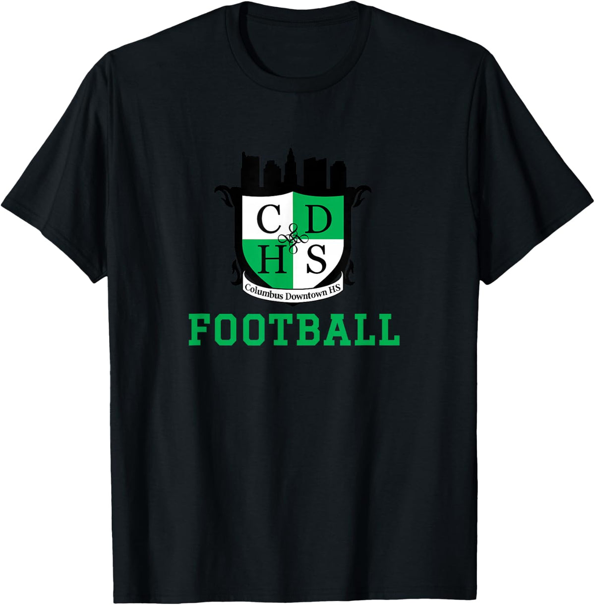 Columbus Downtown Logo Football T-Shirt - Black