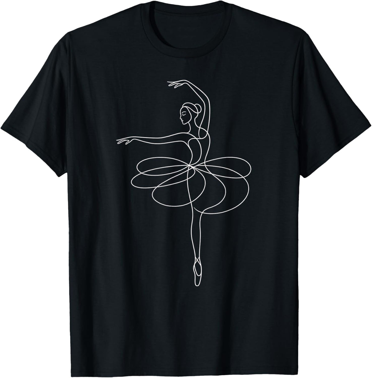 Ballet Dancer Line Art Ballerina Dance T-Shirt - Black