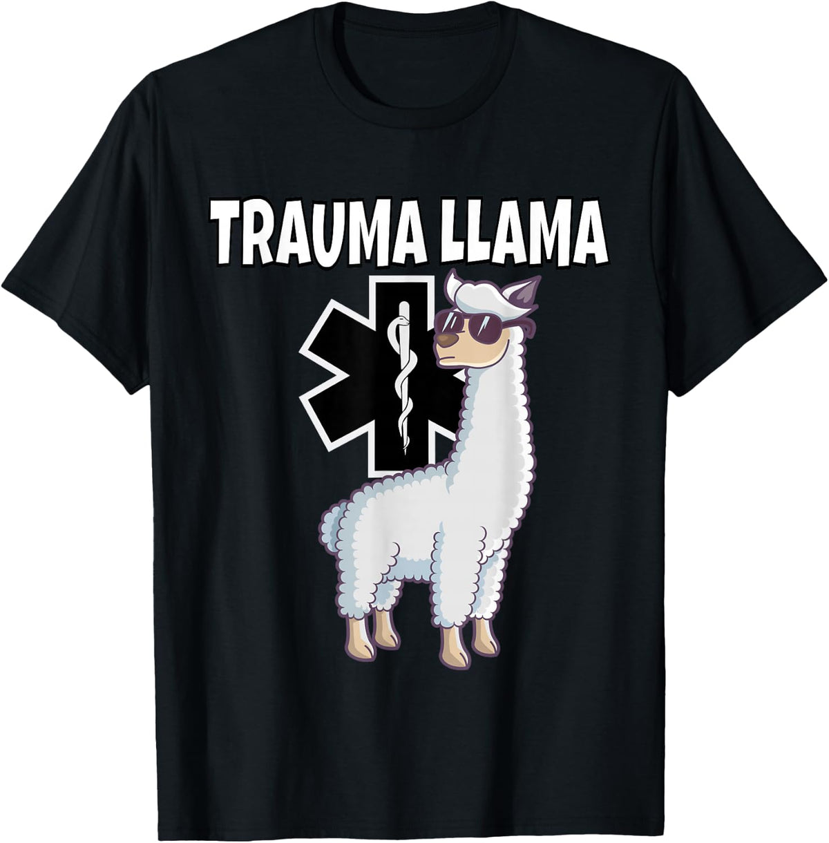 Funny Trauma Llama EMT Medic EMS Gift T-Shirt - Black