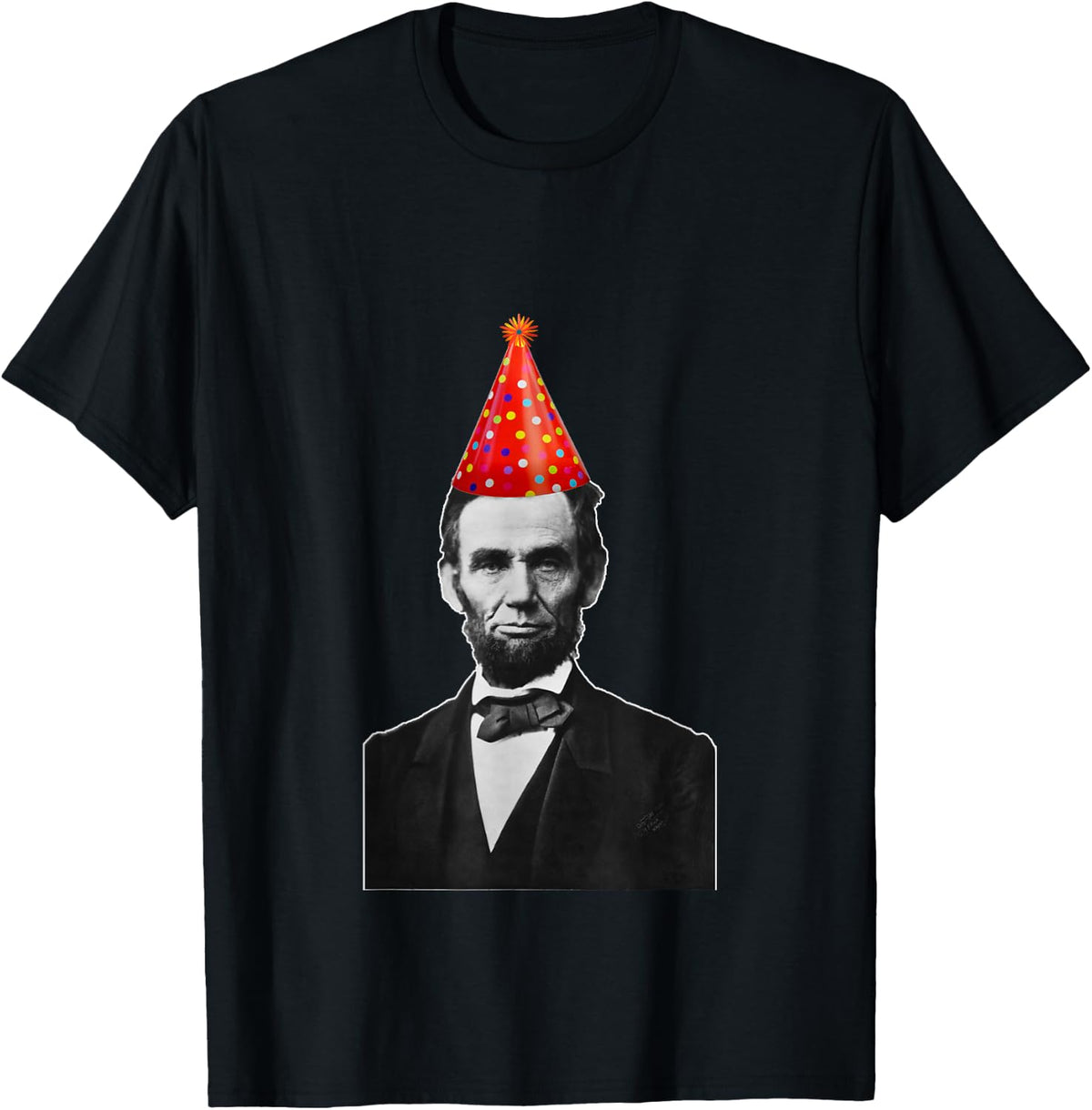 Lincoln's apparel and costumes Funny President Abe Lincoln's Birthday T-Shirt - Men's Unisex Black Cartoon T-Shirt - Short