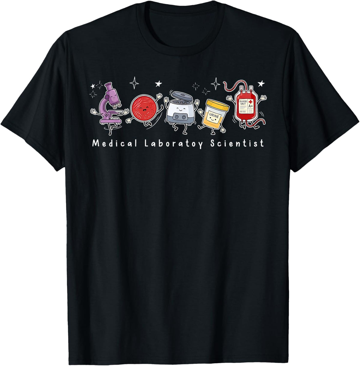 Cute Doodles Medical Laboratory Scientist Lab Tech Science T-Shirt - Black