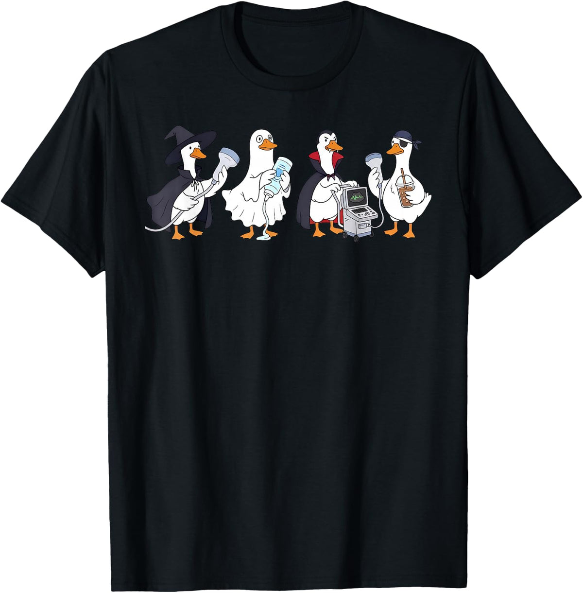 Spooky Goose Ultrasound Technician Halloween Sonographer MFM T-Shirt - Black