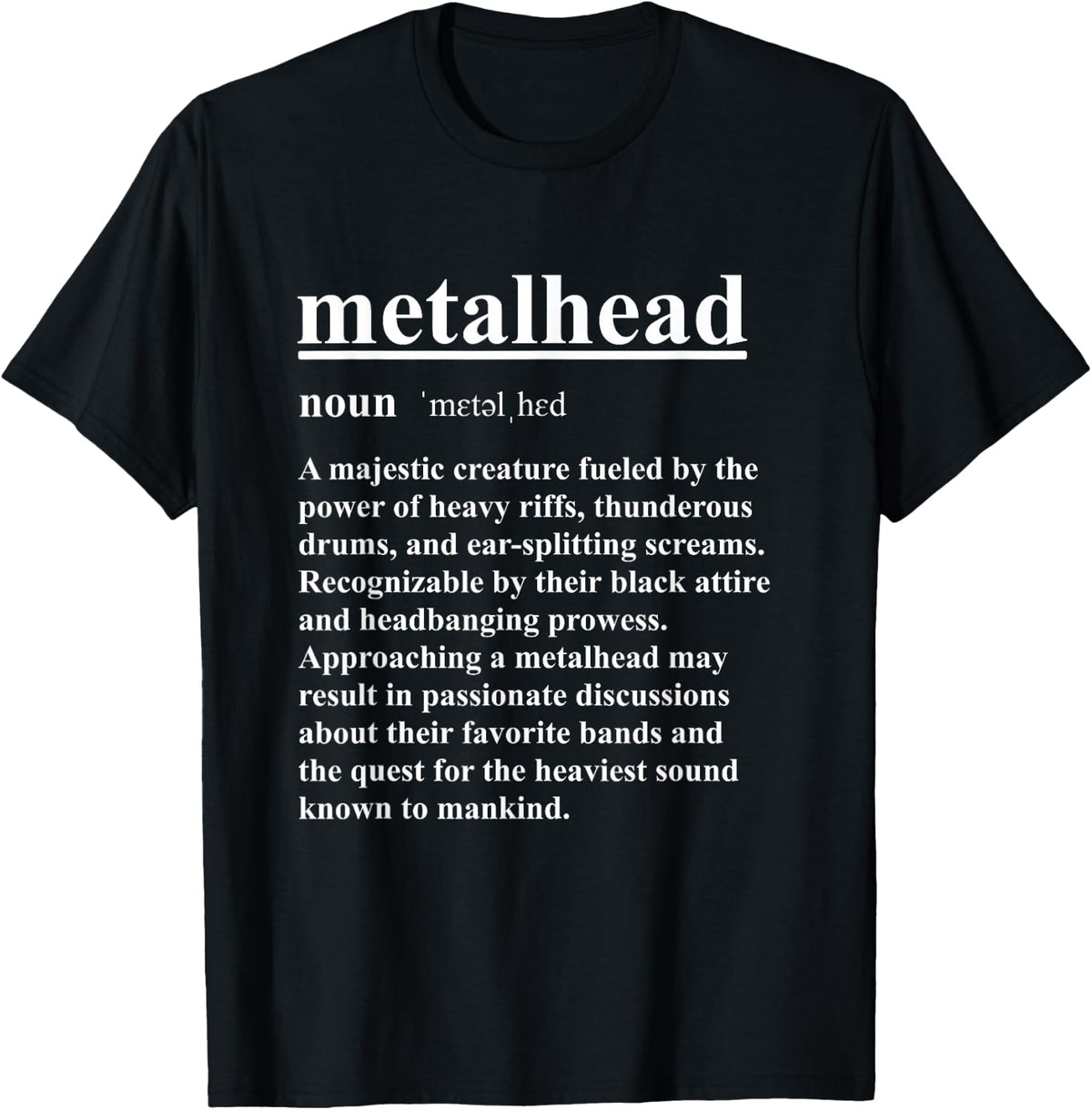 Metalhead definition dictionary for fans of heavy metal T-Shirt - Black