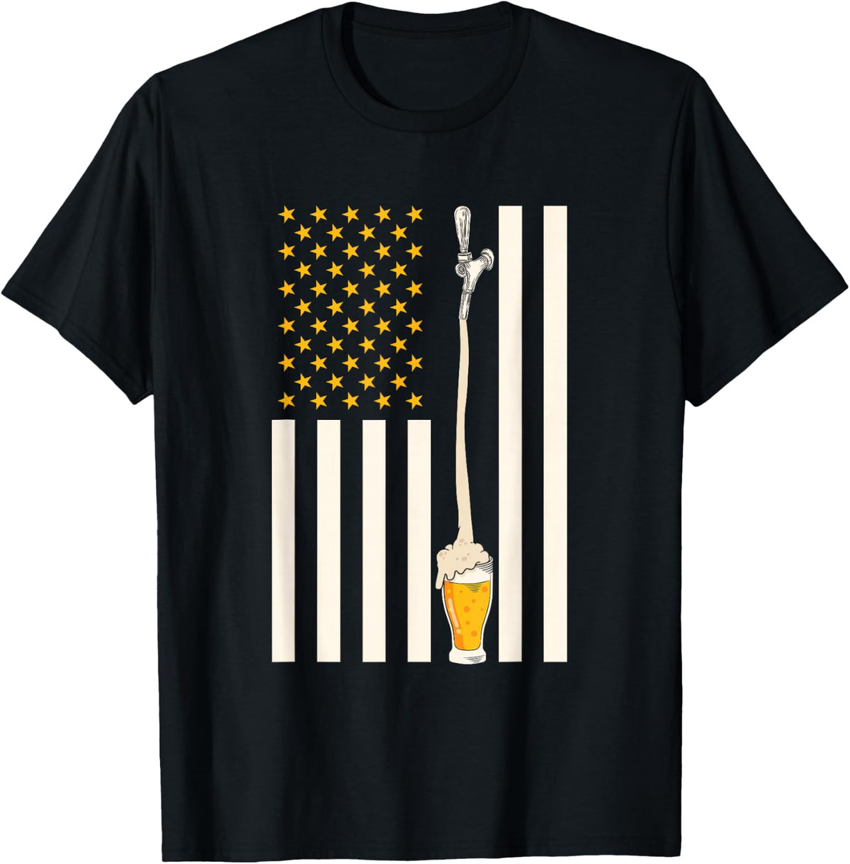 USA Flag Craft Beer T-Shirt - Black