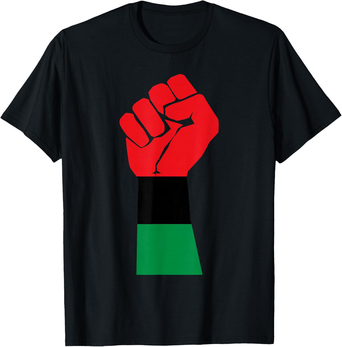 Red Black Green Pan African Raised Fist T-Shirt - Black