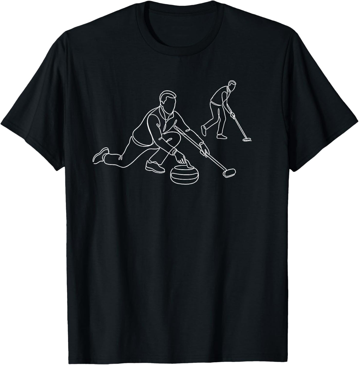 Curling Player Sketch T-Shirt - Black