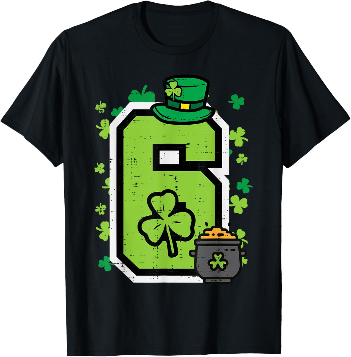 Number 6 St Patricks Day 6 7 Meme Matching Kids Boys Youth T-Shirt - Black