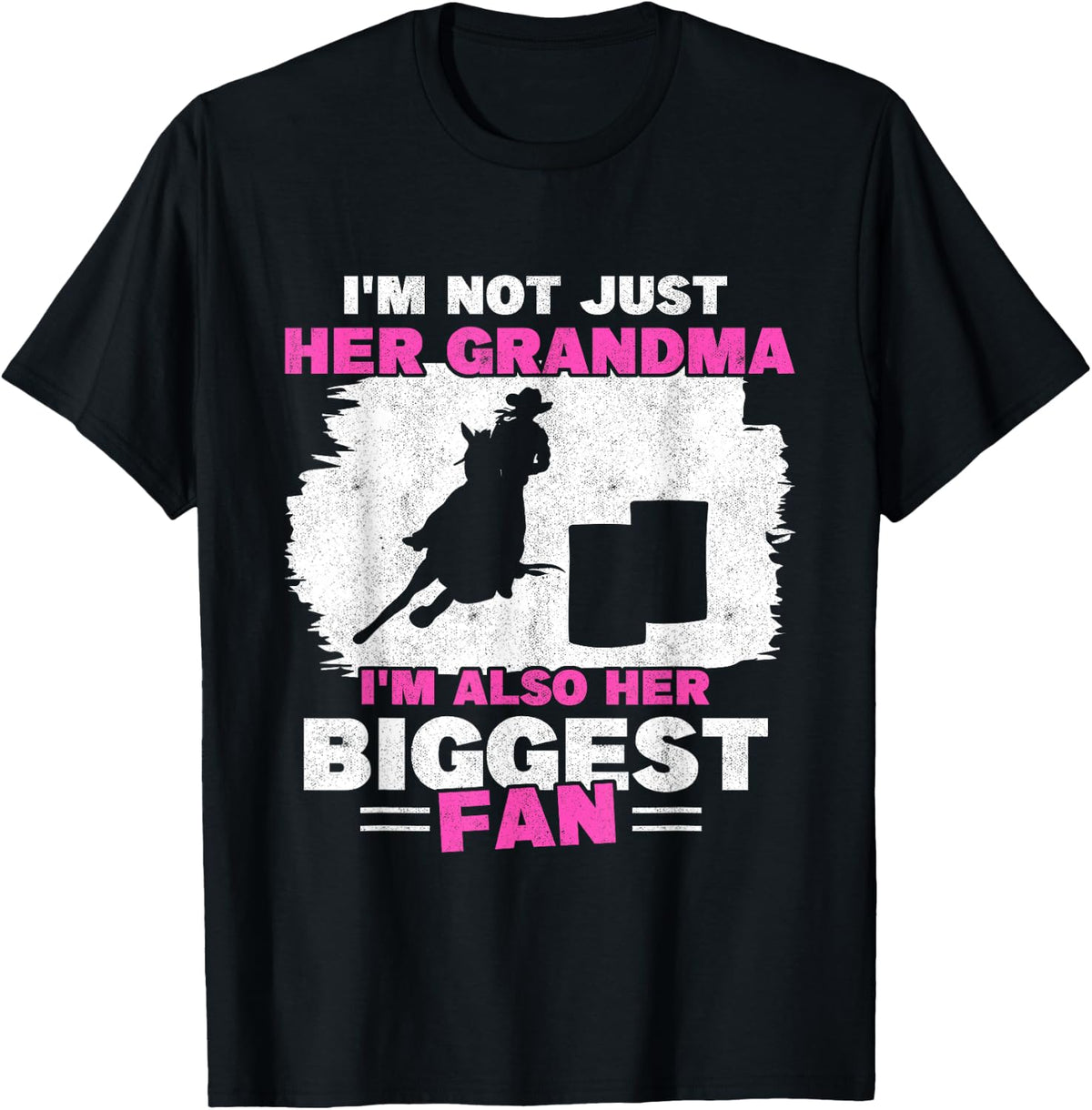 Grandma of Barrel Racer Biggest Fan T-Shirt Horse Barrel Racing Tees for Women - Black