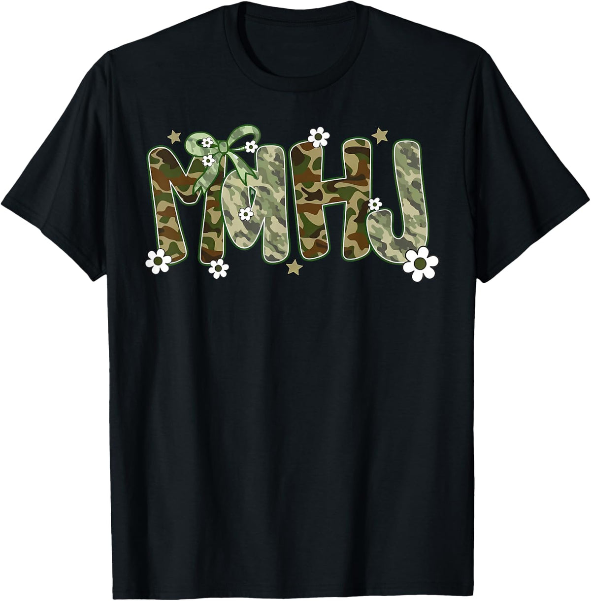 Camo Coquette Mahjong Chinese Tile Game Groovy Camouflage T-Shirt - Black