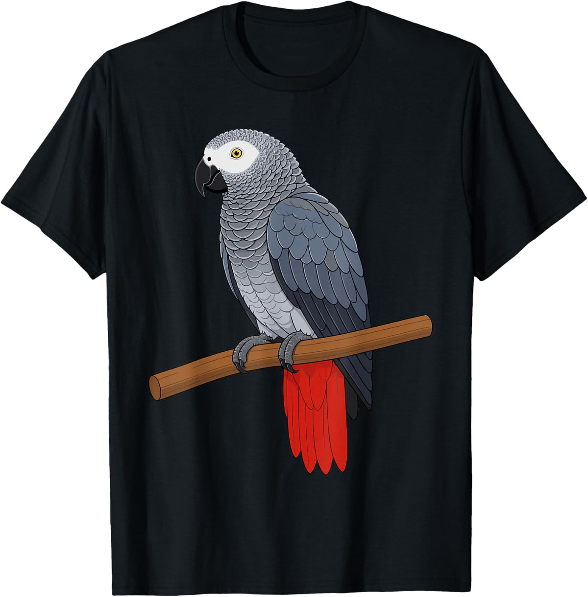 Grey Parrot Design for Men Women Kids Birder African Grey T-Shirt - Black