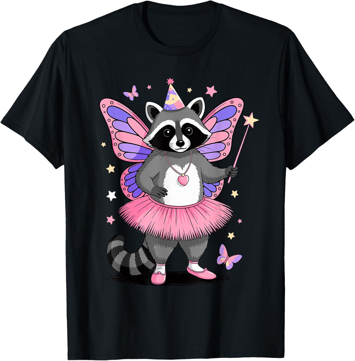 Raccoon Fairy Ballerina Trash Panda Raccoons T-Shirt - Black