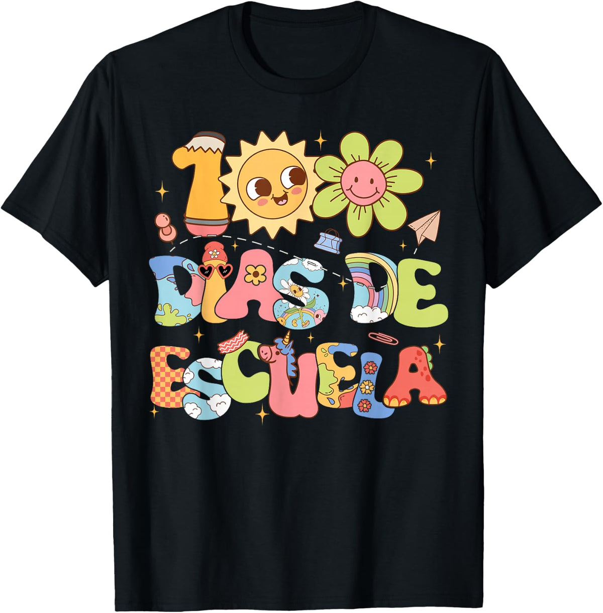 Feliz 100 Dias De Escuela Spanish Happy 100Th Day Of School T-Shirt - Black