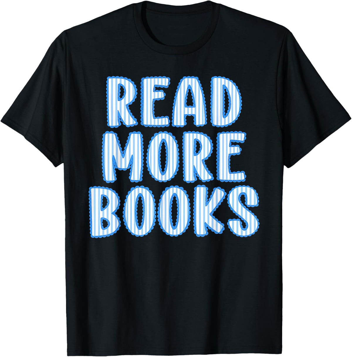 Striped Read More Books Librarian Bookworm Reading Teacher T-Shirt - Black