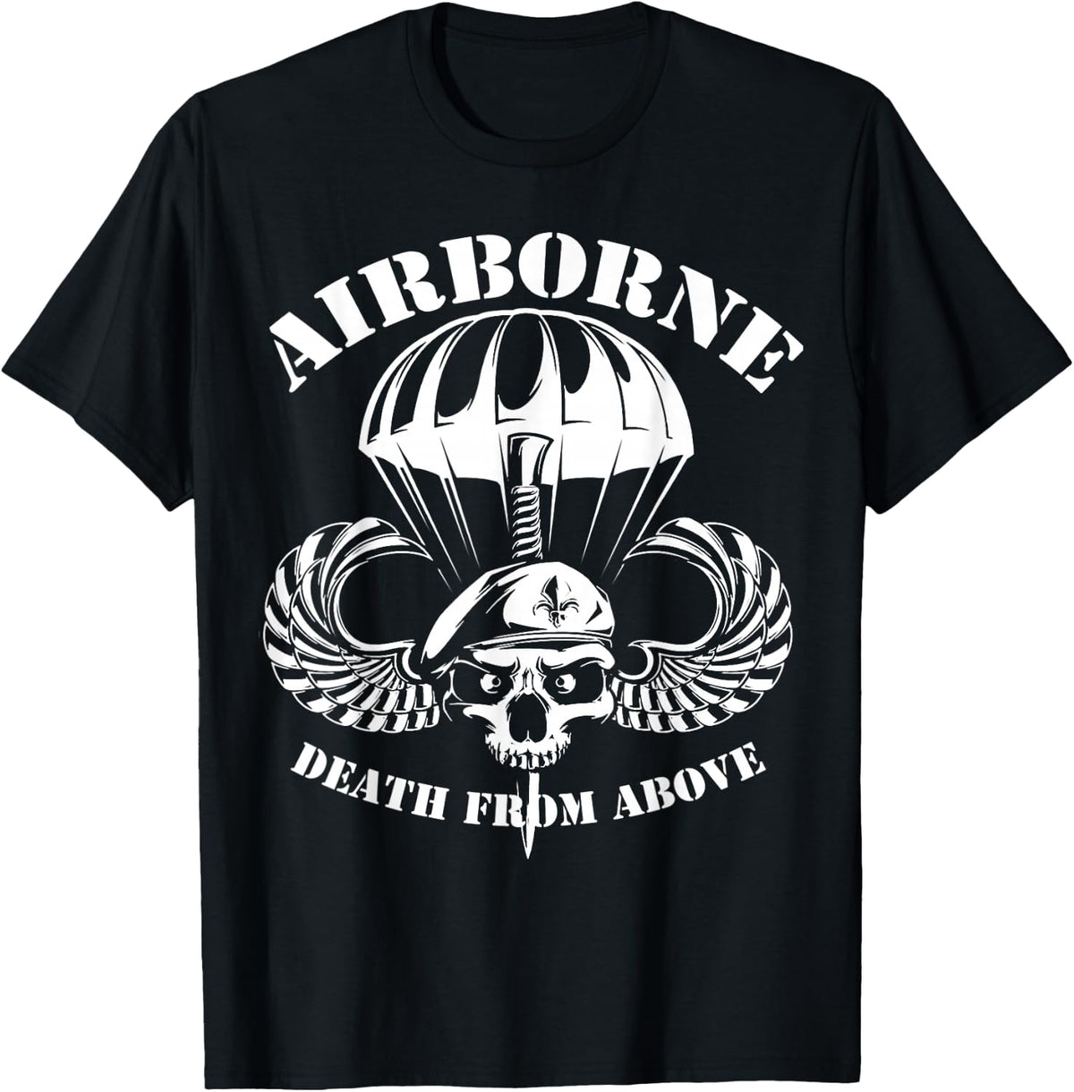 Death From Paratrooper Above US Airborne Division Veteran T-Shirt - Black