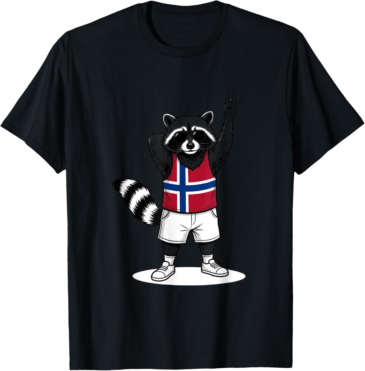 Funny Norway Flag Raccoon Norwegian Wildlife Lover T-Shirt - Black