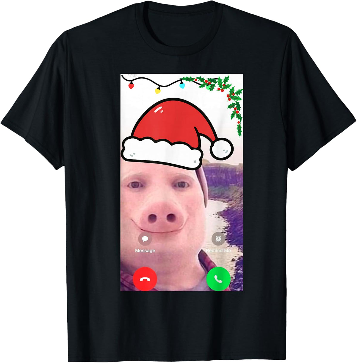 Funny gen z Humor brainrot Christmas John Pork Calling Meme T-Shirt - Black