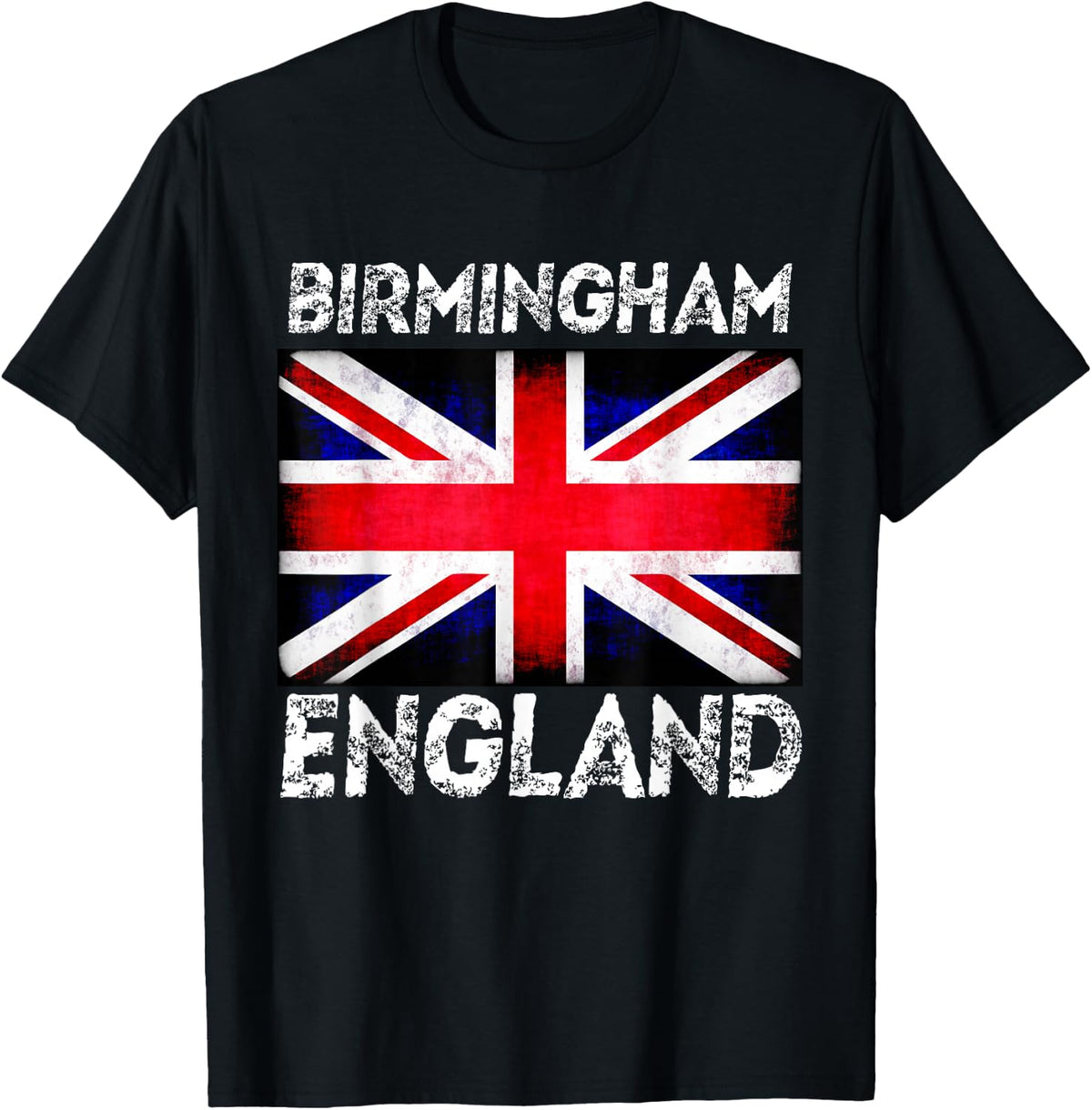 Distressed British Flag Birmingham England T-Shirt - Black