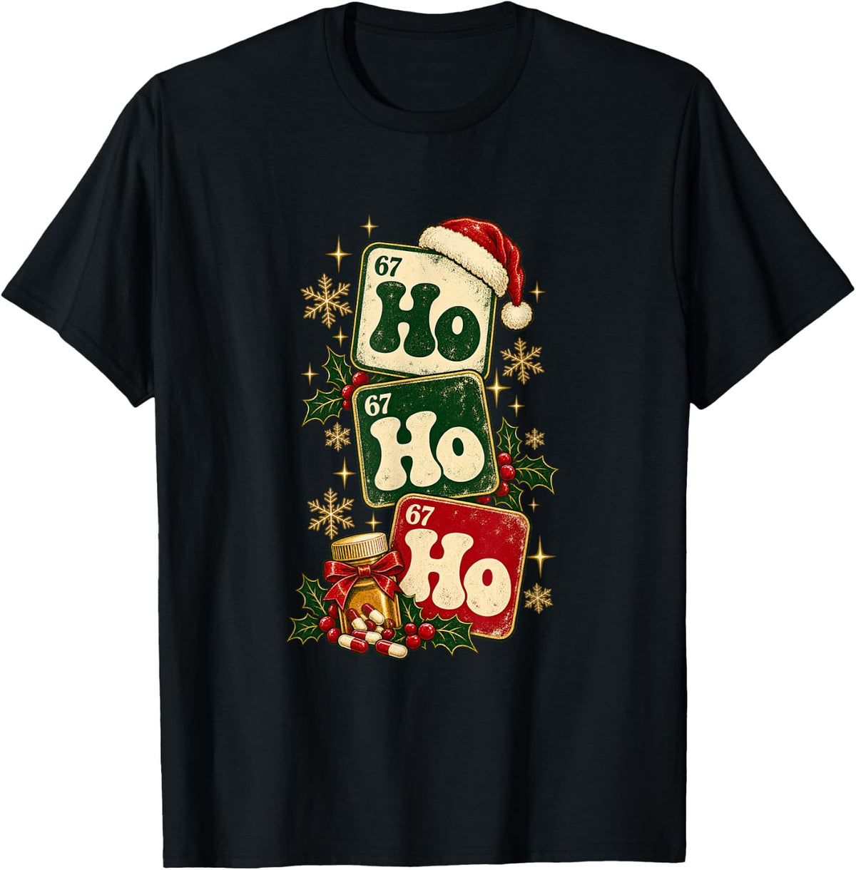 Periodic Table Pharmacist Christmas T-Shirt - Black