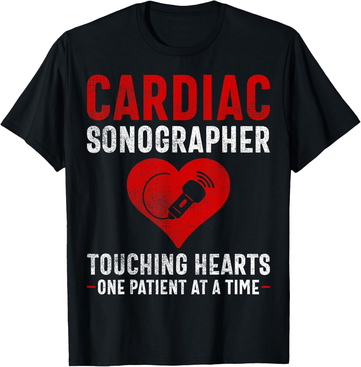 Cardiac Sonographer Touching Hearts - Ultrasound Tech T-Shirt - Black