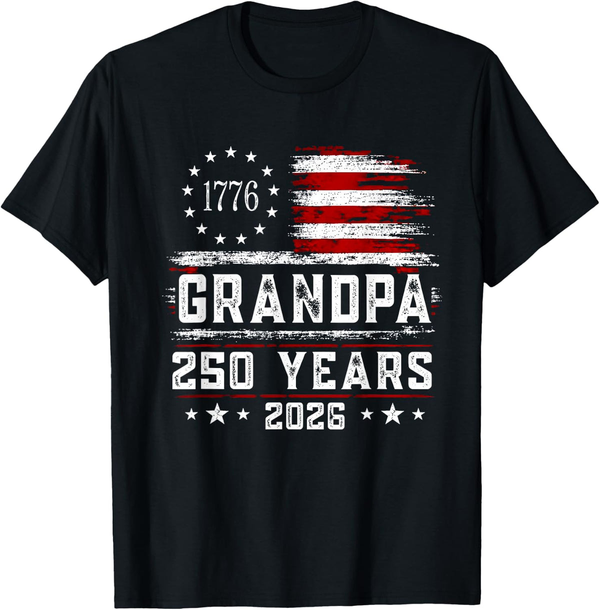 Mens Grandpa American Flag 250 Years 4th of July Grandpa T-Shirt - Black
