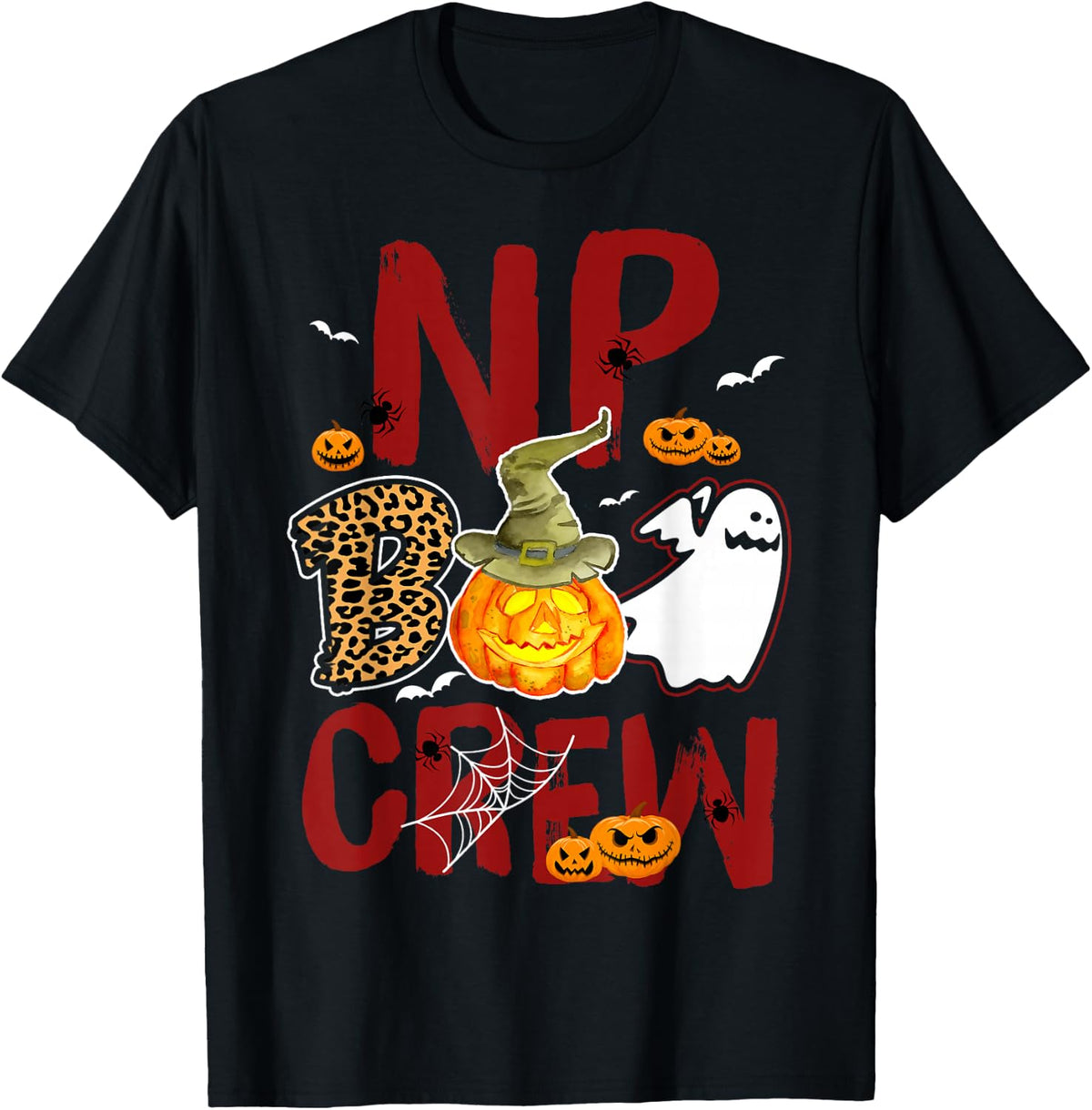 NP Boo Crew Halloween Nurse Practitioner Match T-Shirt - Black