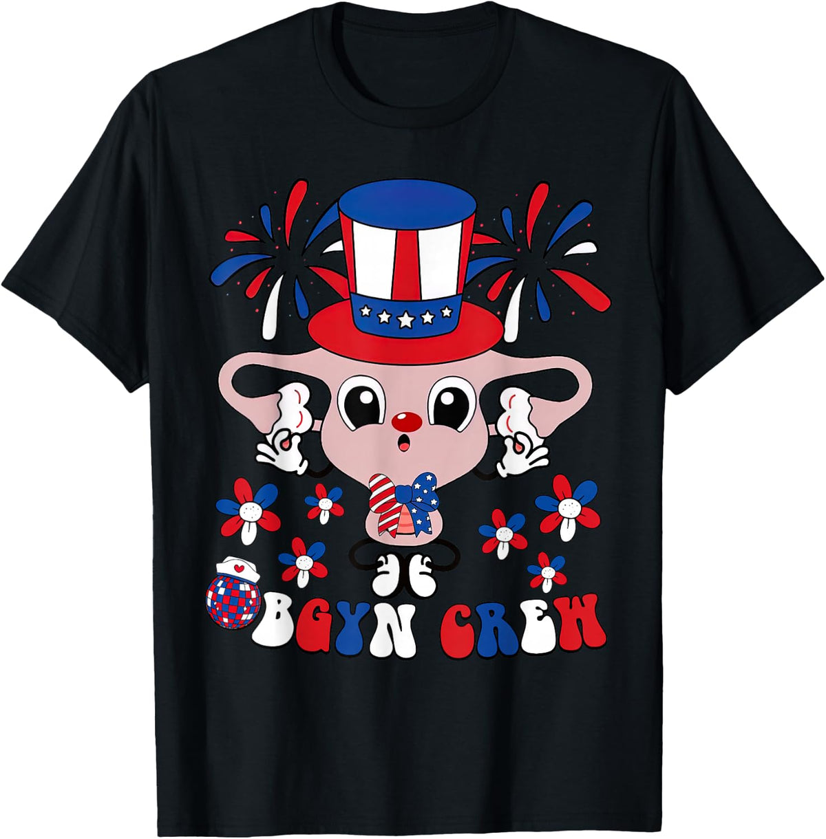 OBGYN Crew Speculum 4th Of July Obstetrics Gynecology Nurse T-Shirt - Black