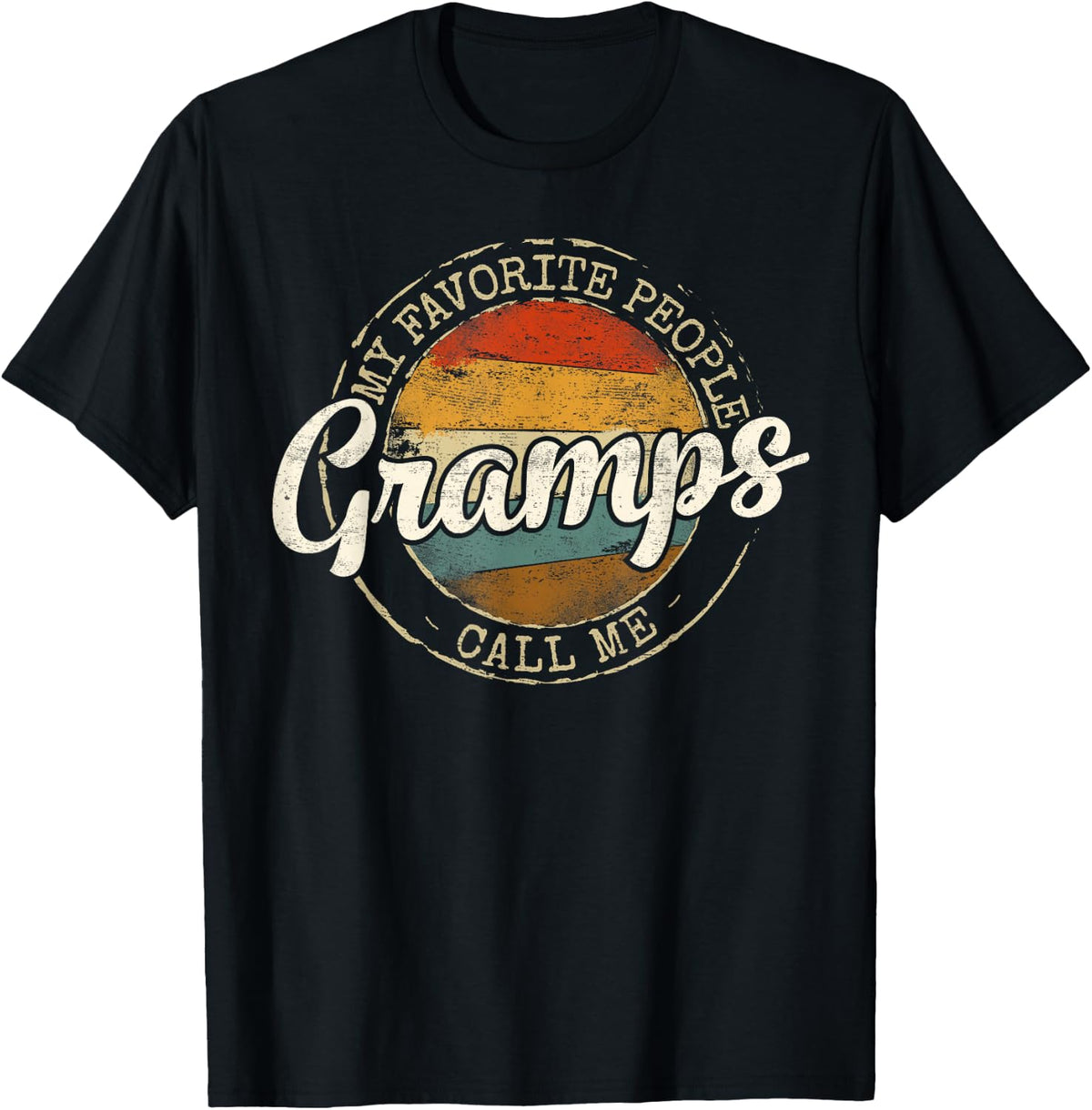 My Favorite People Call Me Gramps Vintage Stamp Fathers Day T-Shirt - Black
