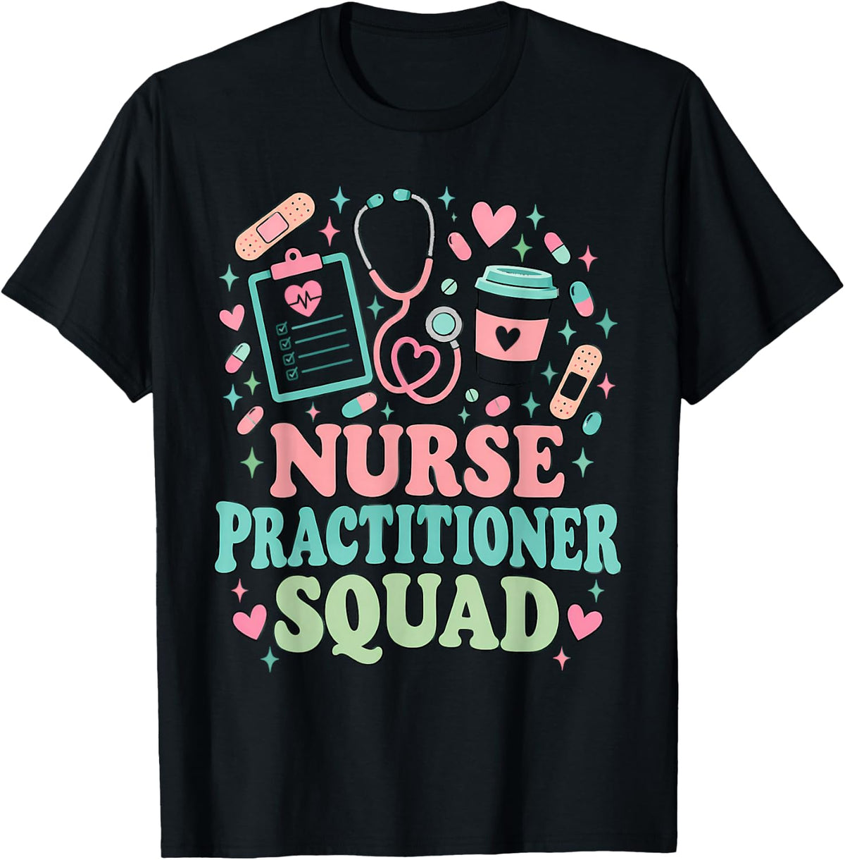 NP Life Coquette Pink Bow Nurse Practitioner T-Shirt - Black