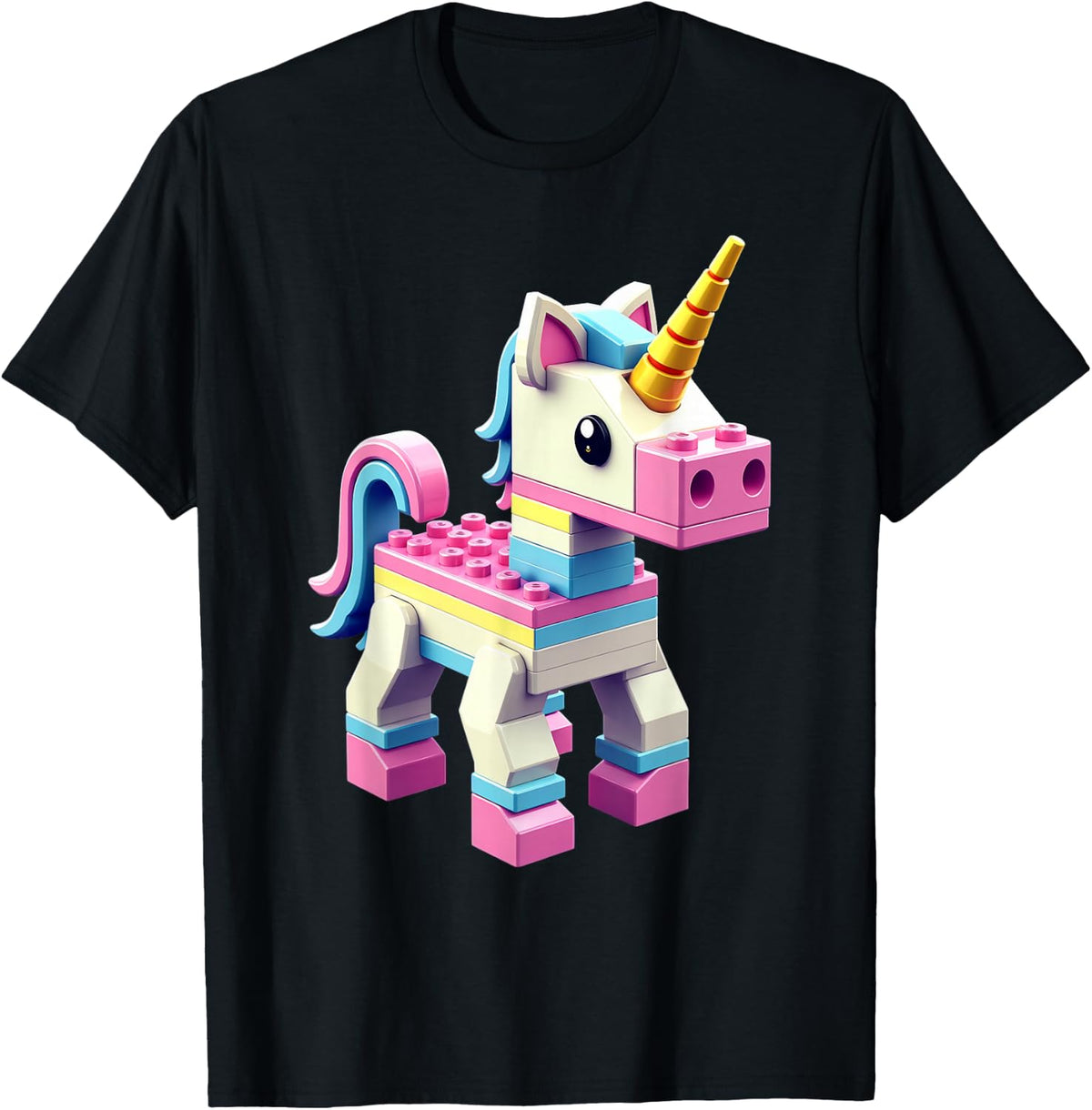 Master Builder Bricks Blocks Play Toys Unicorn T-Shirt - Black