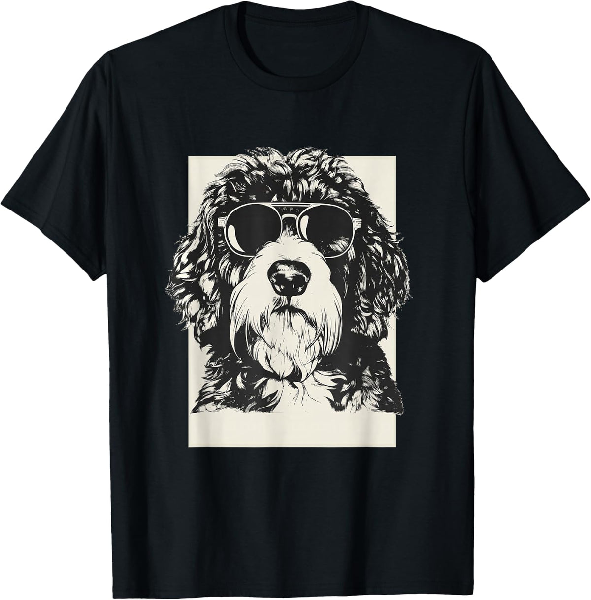 Saint Berdoodle Sketch Dog Funny Art Sketch T-Shirt - Black