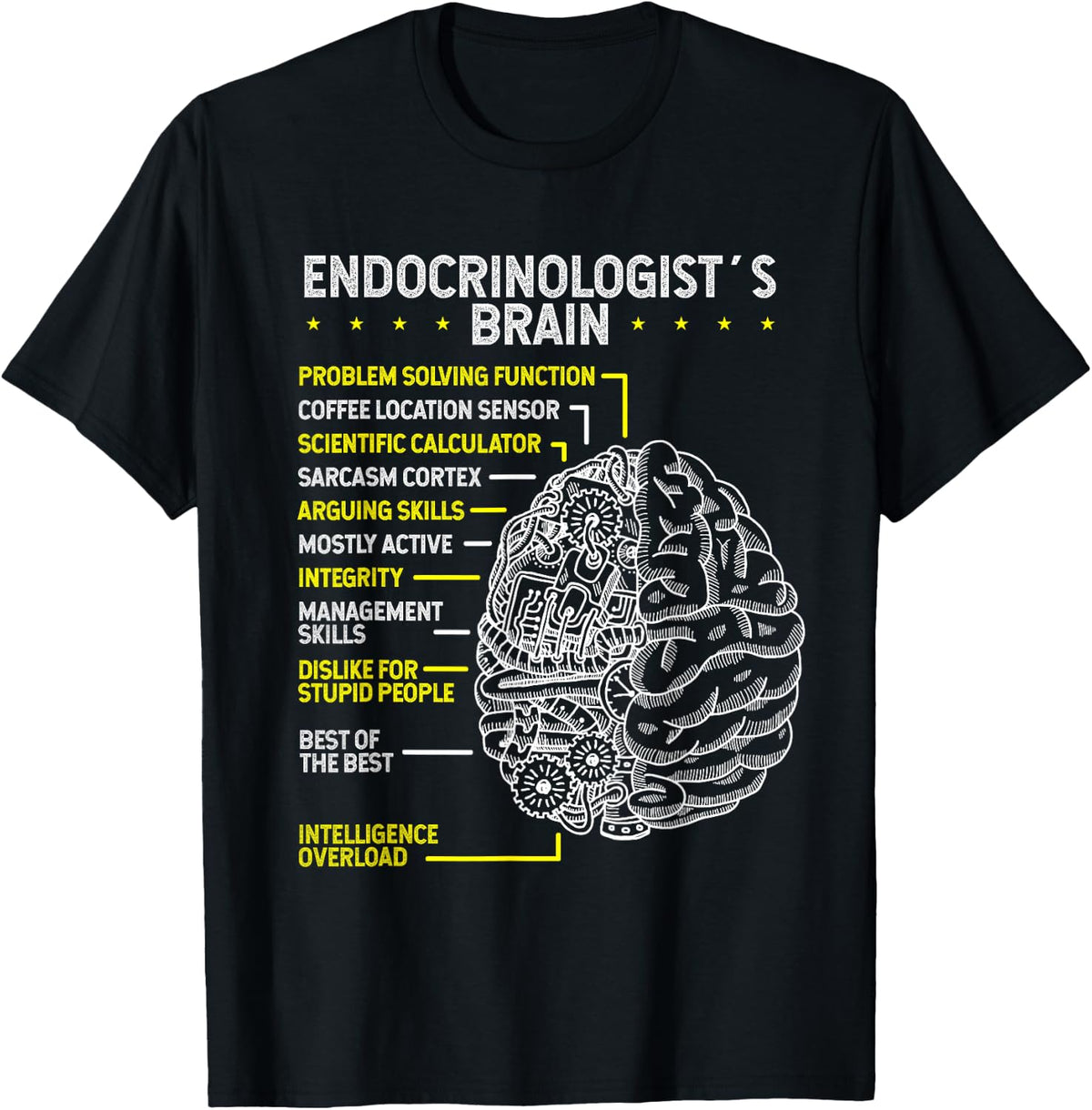 Endocrinologist Endocrine Diabetologsit Brain Endocrinology T-Shirt - Black