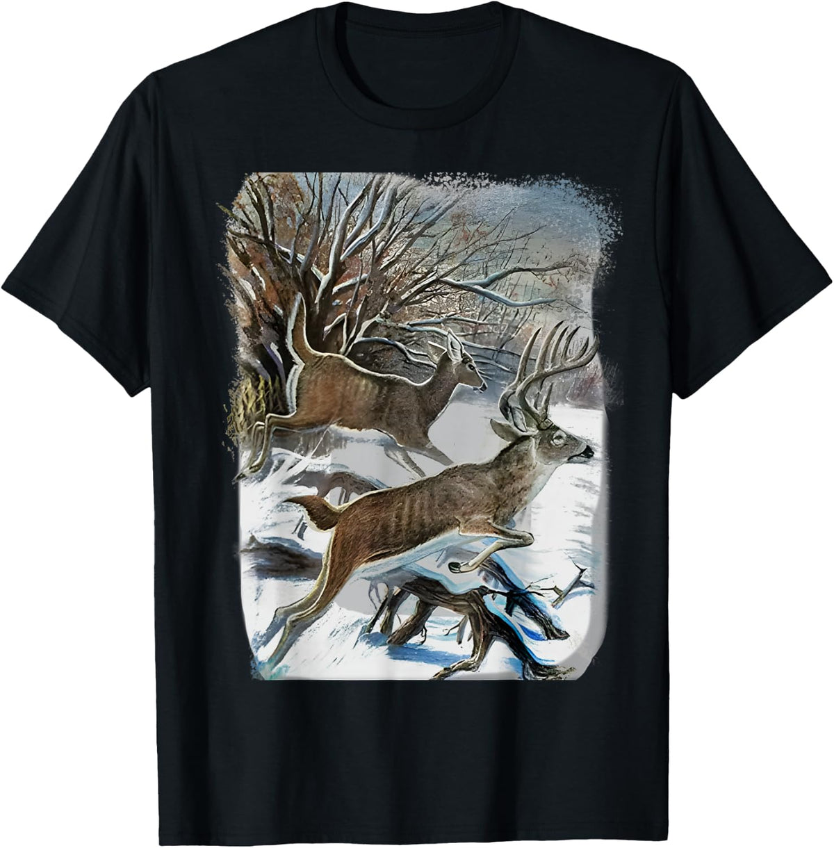 Vintage 90s Whitetail Deer T-Shirt - Black