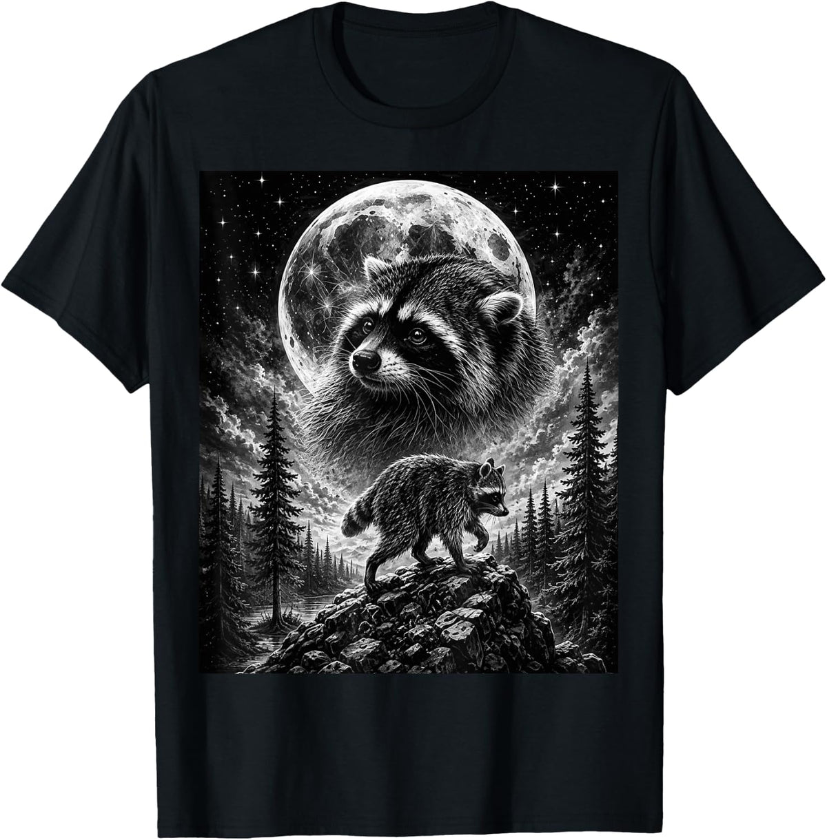 Jimothy Raccoon Howling Moon Vintage Meme Funny T-Shirt - Black
