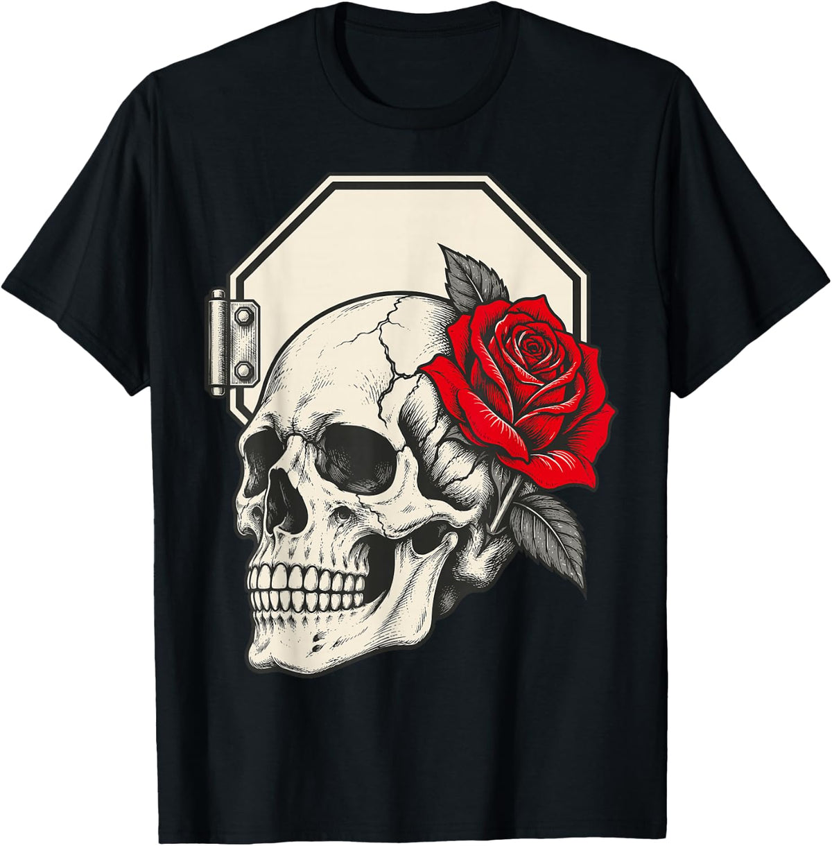 Skull Rose Funny School Bus Driver Gothic Dark Humor T-Shirt - Black
