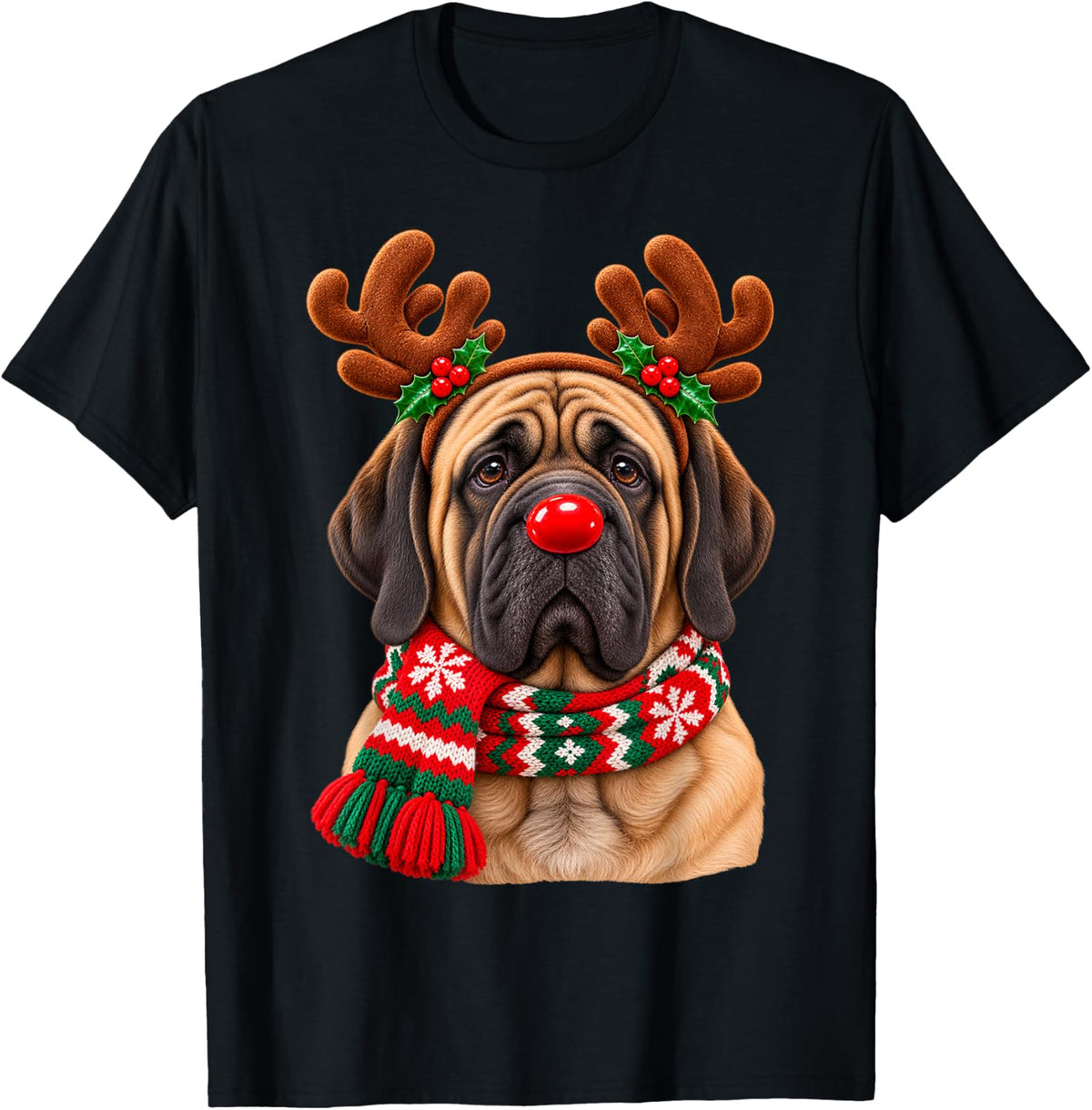 Christmas Mastiff Reindeer Dog Lover Mastiff Mom T-Shirt - Black
