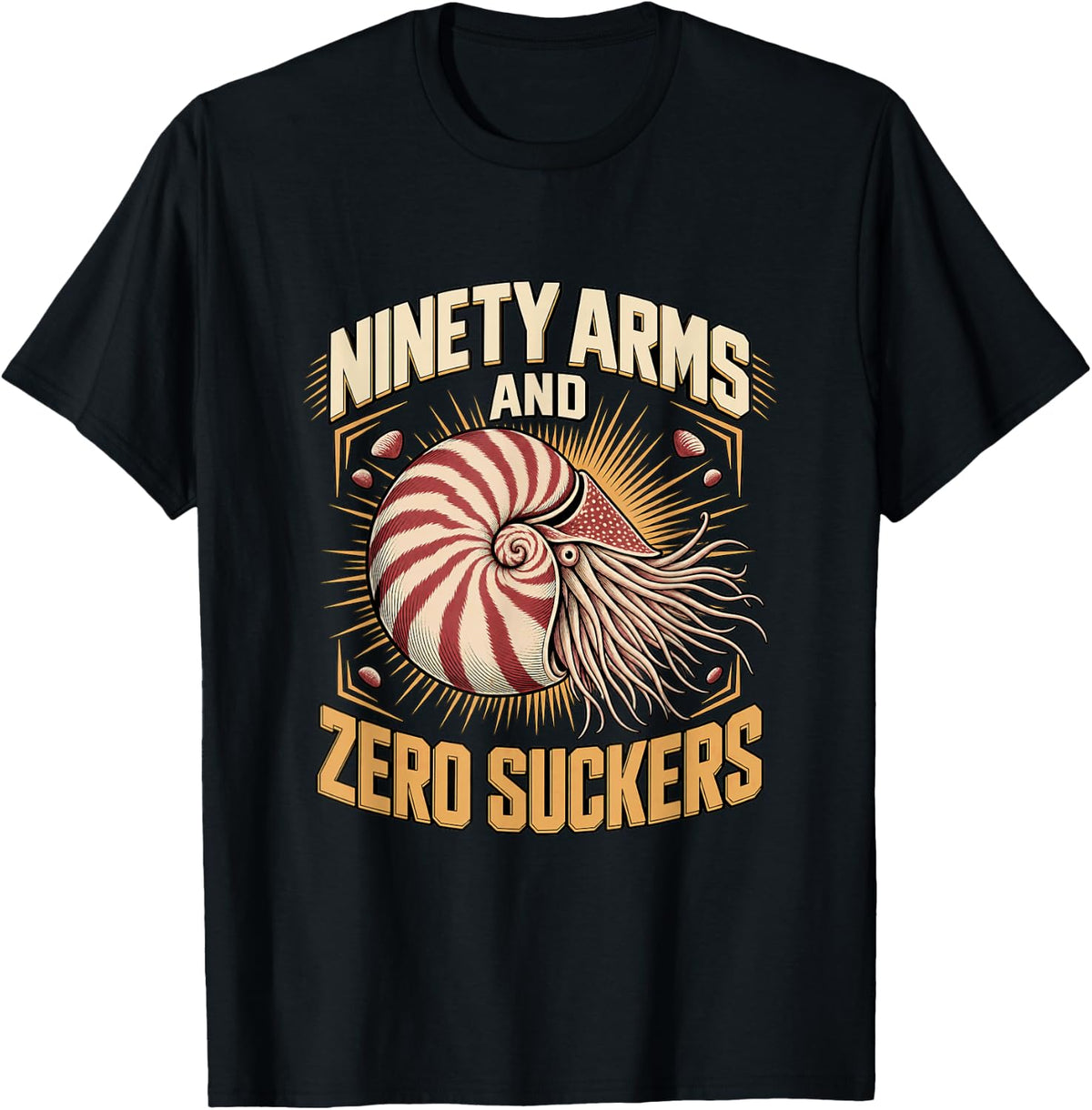 Ninety Arms and Zero Suckers Nautilus Marine Biology T-Shirt - Black