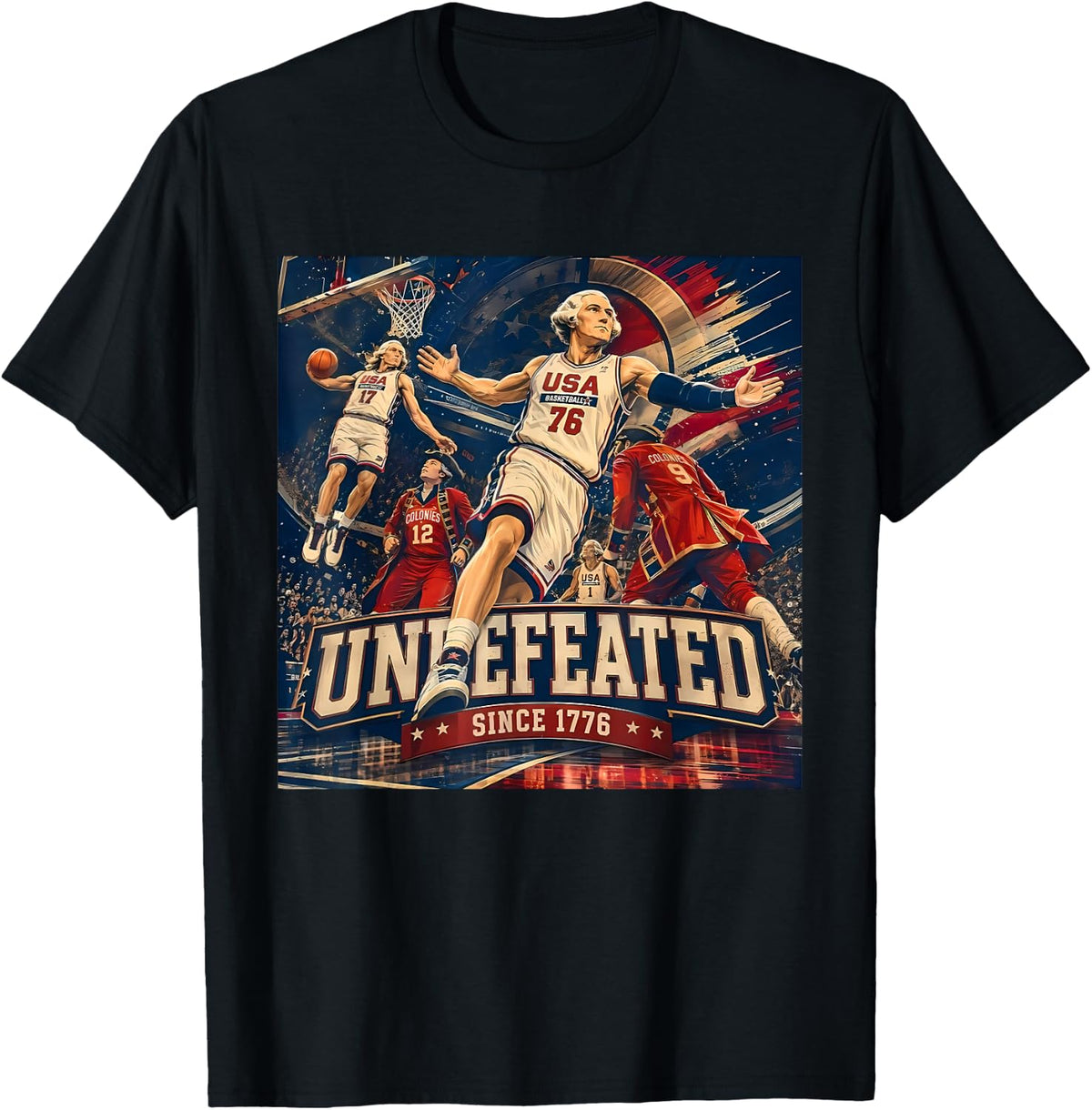 4th of July Basketball Undefeated Since 1776 250 Years T-Shirt - Black